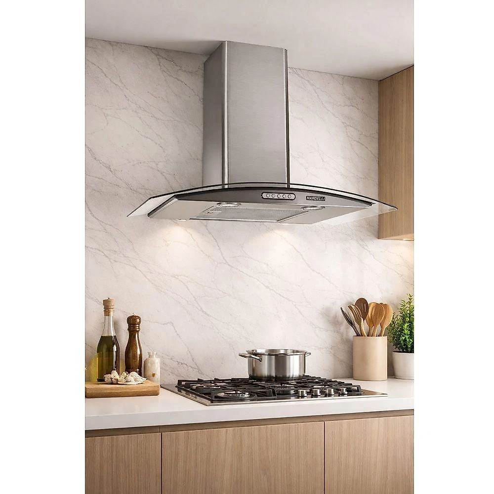 Coifa De Parede Nardelli Vidro Curvo Duto Slim 70cm Inox 110V