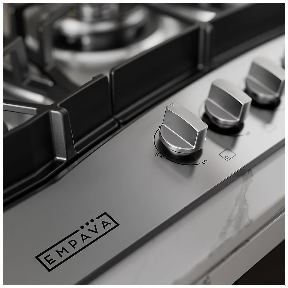 Cooktop a gás 76cm Empava inox 5 queimadores SABAF selados 49000BTU dual fuel GN/GLP