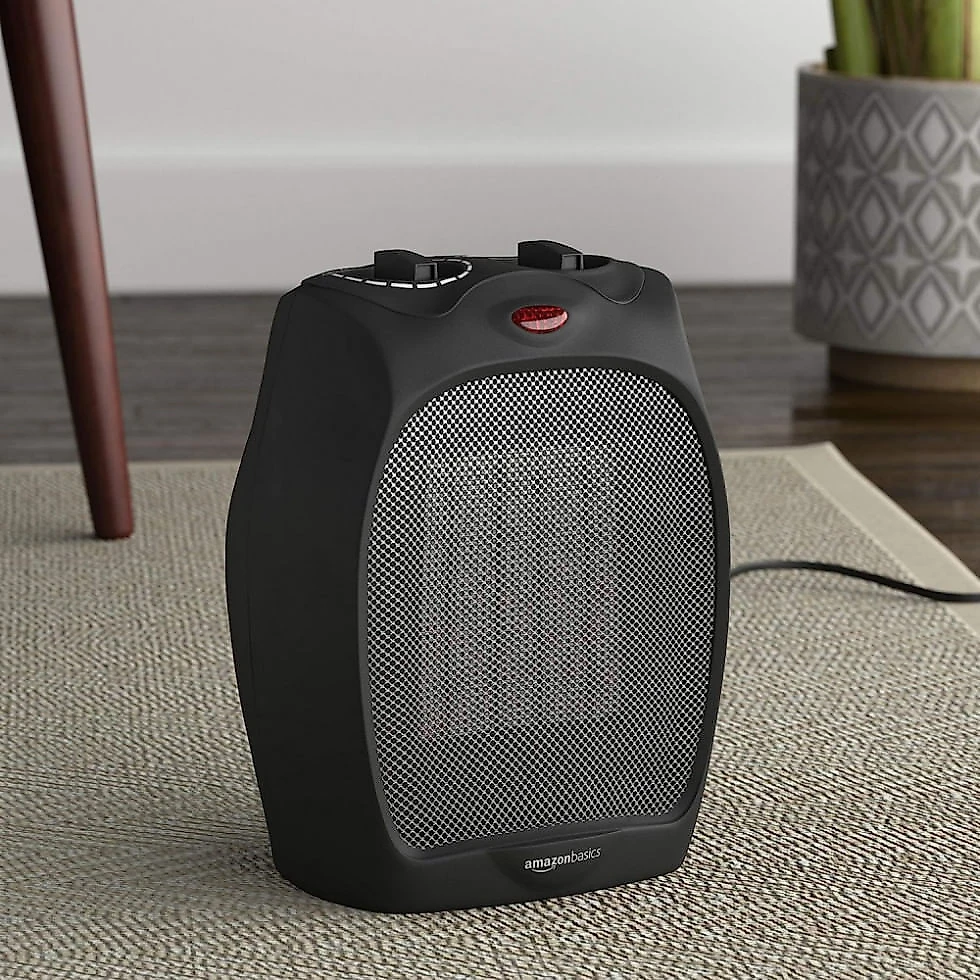 Aquecedor Elétrico Portátil de Cerâmica com termostato, 1500W 110V, Preto