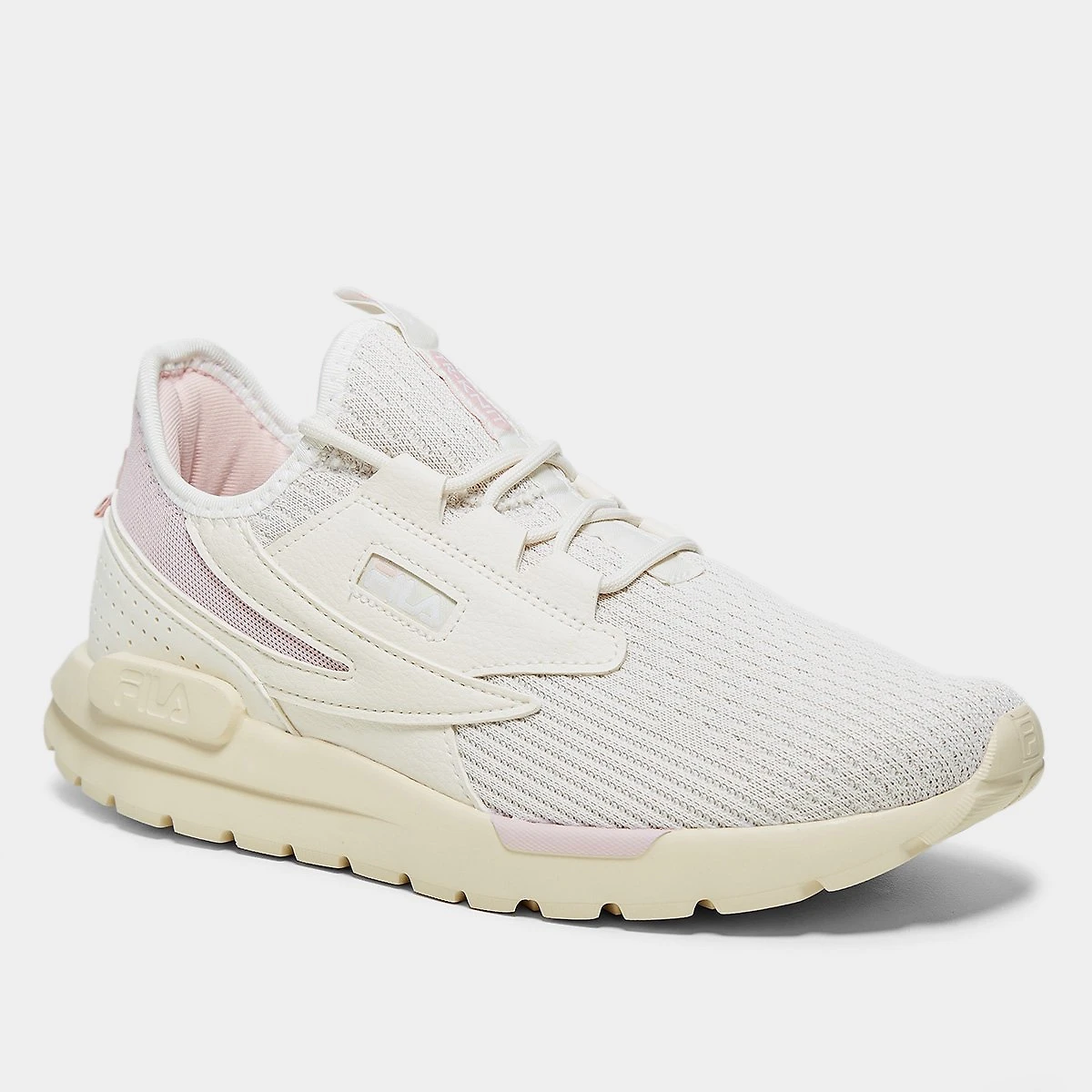 Miniatura Tênis Fila TR Knit Feminino Bege+Rosa - 34