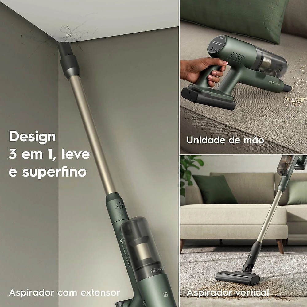 Aspirador de Pó Vertical sem Fio Electrolux PTEC200 0,4L Filtro HEPA Verde Bivolt