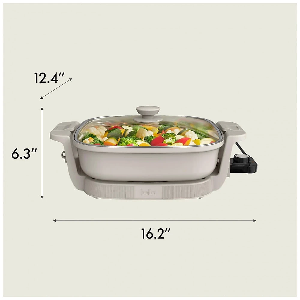 BELLA Make Take Panela Elétrica Antiaderente com Revestimento Cerâmico, Controle de Temperatura Ajustável, 1200W