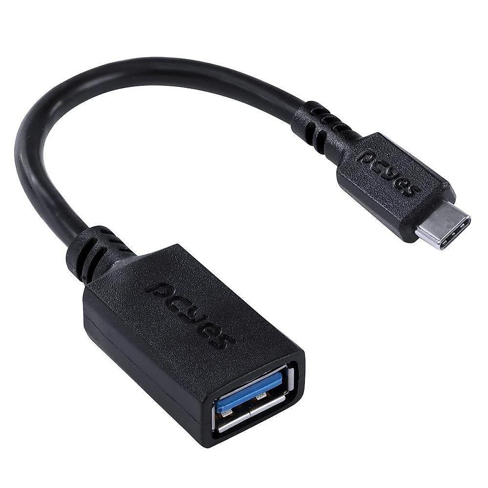 Cabo Adaptador OTG Tipo C para USB a 3.0 15CM com Dados 5GBPS e Carregamento Preto Pcyes