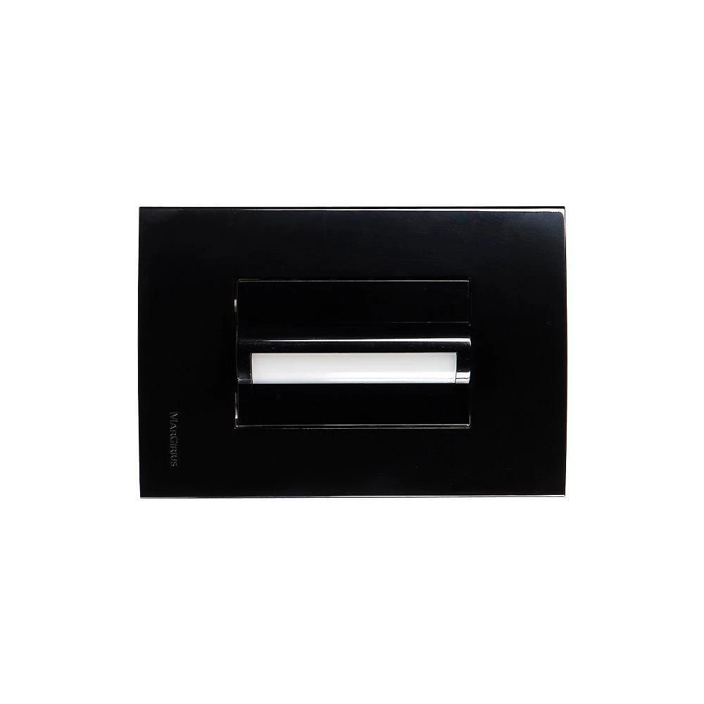 Balizador Horizontal Margirius Sleek Com Placa 4x2 Preto Ebony 3000k - Luz Amarela Bivolt
