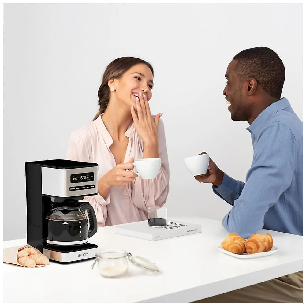 Cafeteira Programável de 12 xícaras, Filtro de Café Drip Regular e Forte, 14 xícaras e Configuração para Café Gelado, Timer 24h, REVOTRA