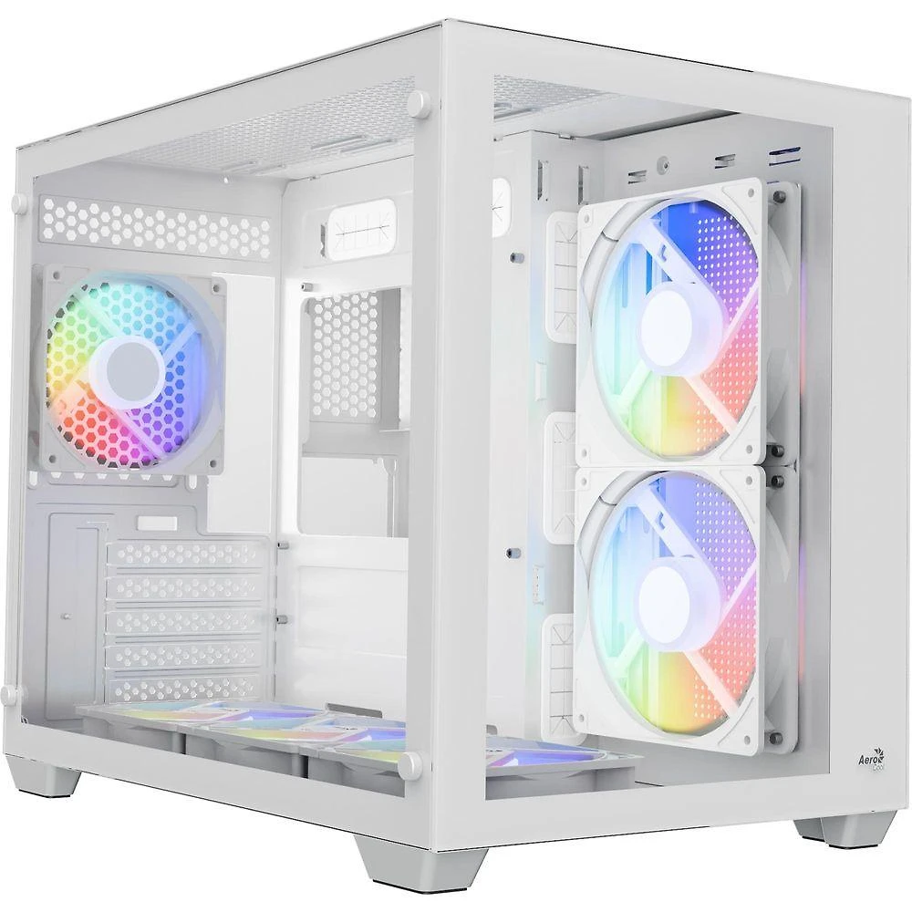 Gabinete Gamer Aerocool Dryft Mini Branco Com 6 Fans Argb Lateral Vidro