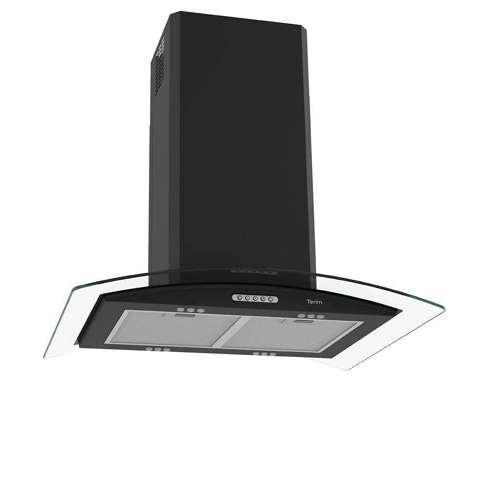 Coifa Terim Ilha Teto Vidro Curvo Black 75 cm Preto 110V