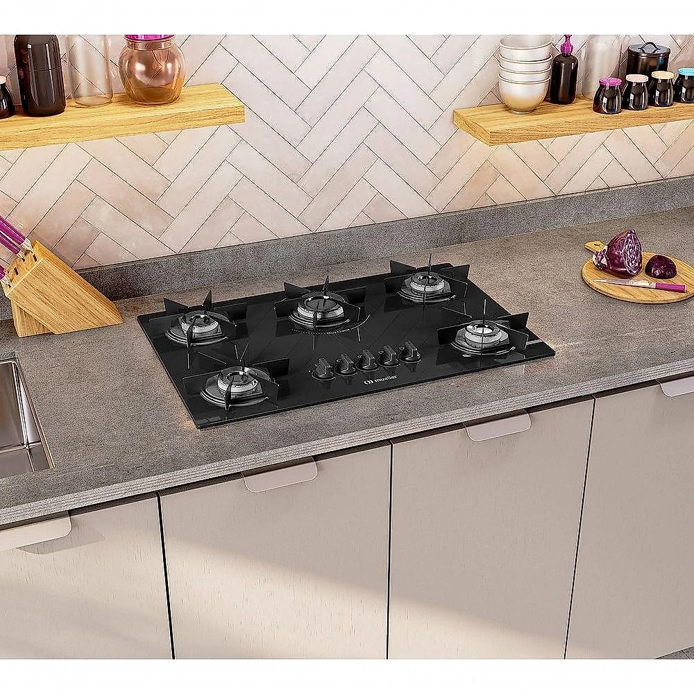Cooktop Mueller 5 Bocas Com Queimador Ultra Chama MCG5BB Bivolt