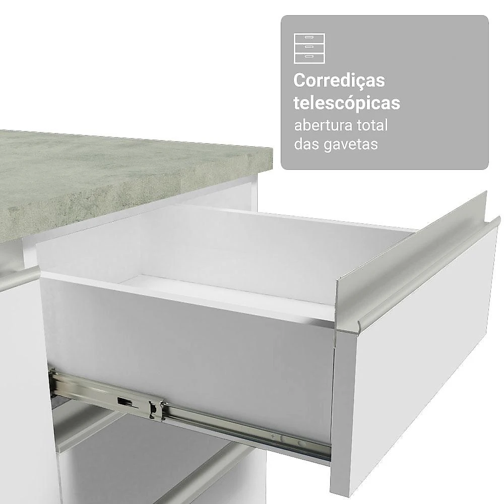 Armário de Cozinha Completa 270 cm Glamy Madesa 17B Branco