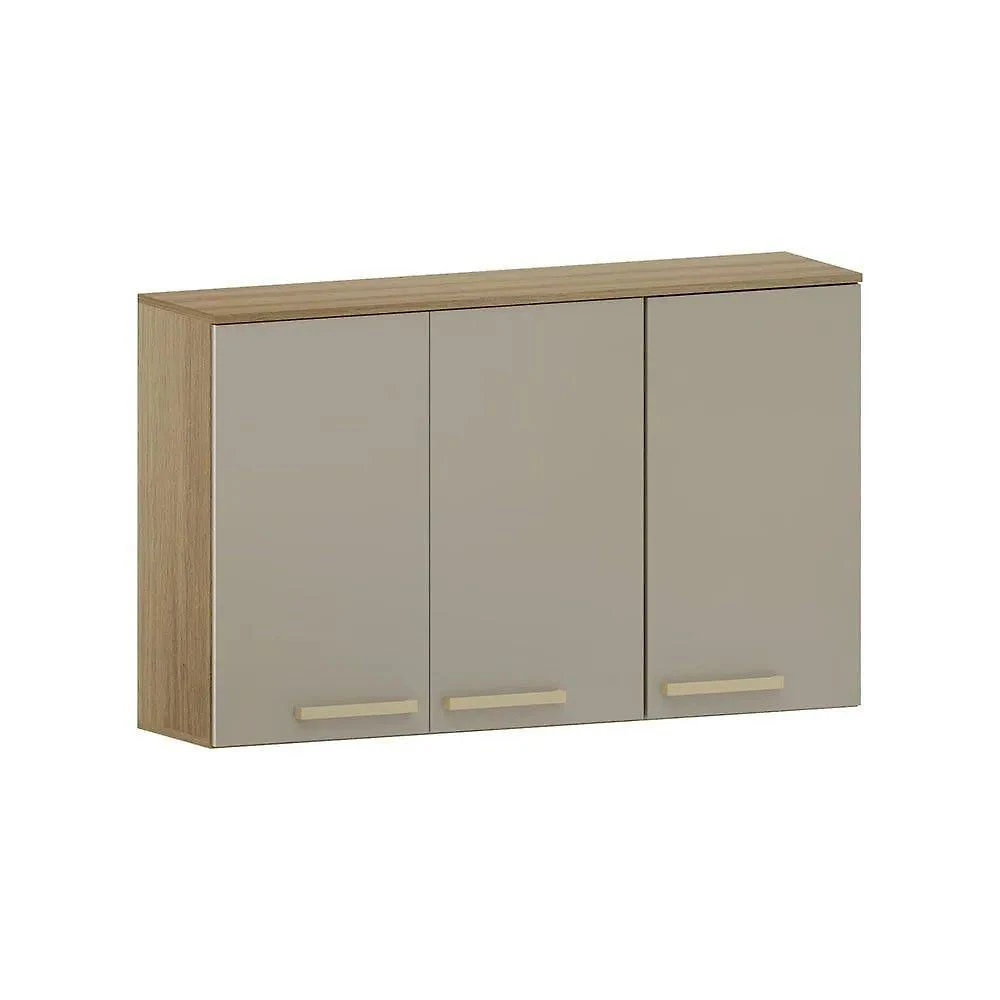 Armário Aéreo Isis 120cm 3 Portas MDP Giratórias Avelã PF e Mocca UV Luciane Móveis