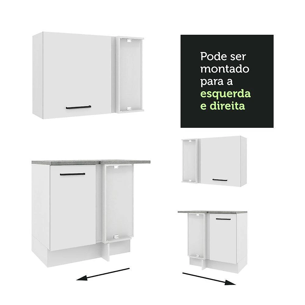 Armário de cozinha completa de canto 499cm branco agata madesa 01