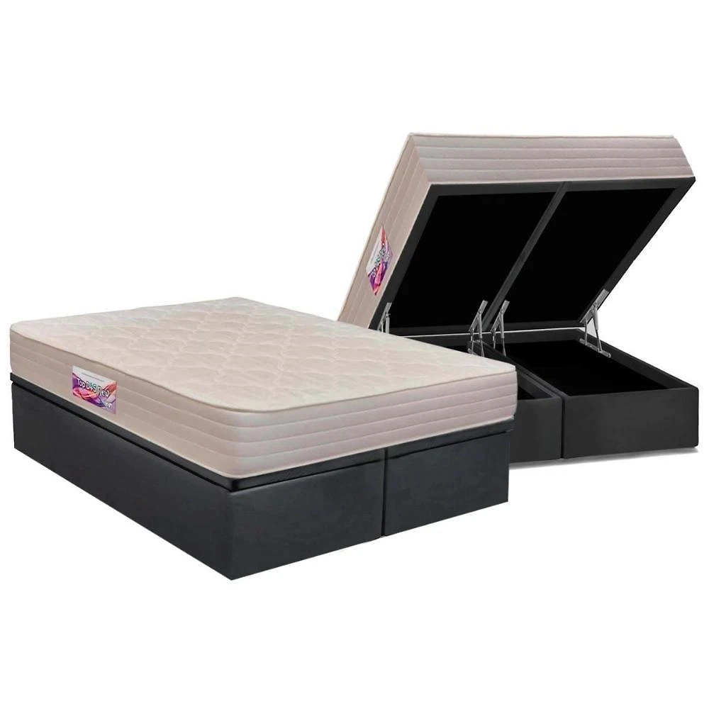 Conjunto Box Baú King: Colchão Espuma D45 New Double + Base Crc Courano Gray(193x203)