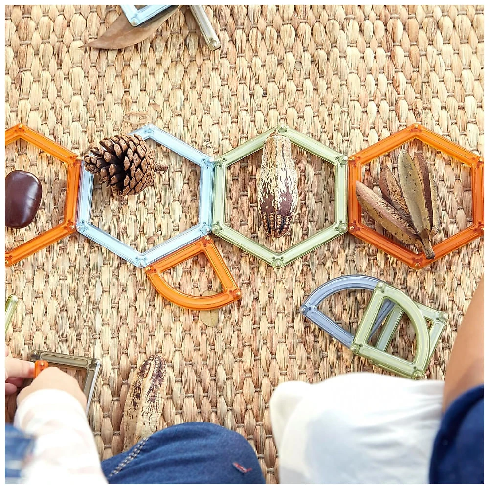 Conjunto de blocos magnéticos Guidecraft PowerClix Frames, 74 peças para construções geométricas 2D e 3D para Brincadeiras Criativas e Aprendizado