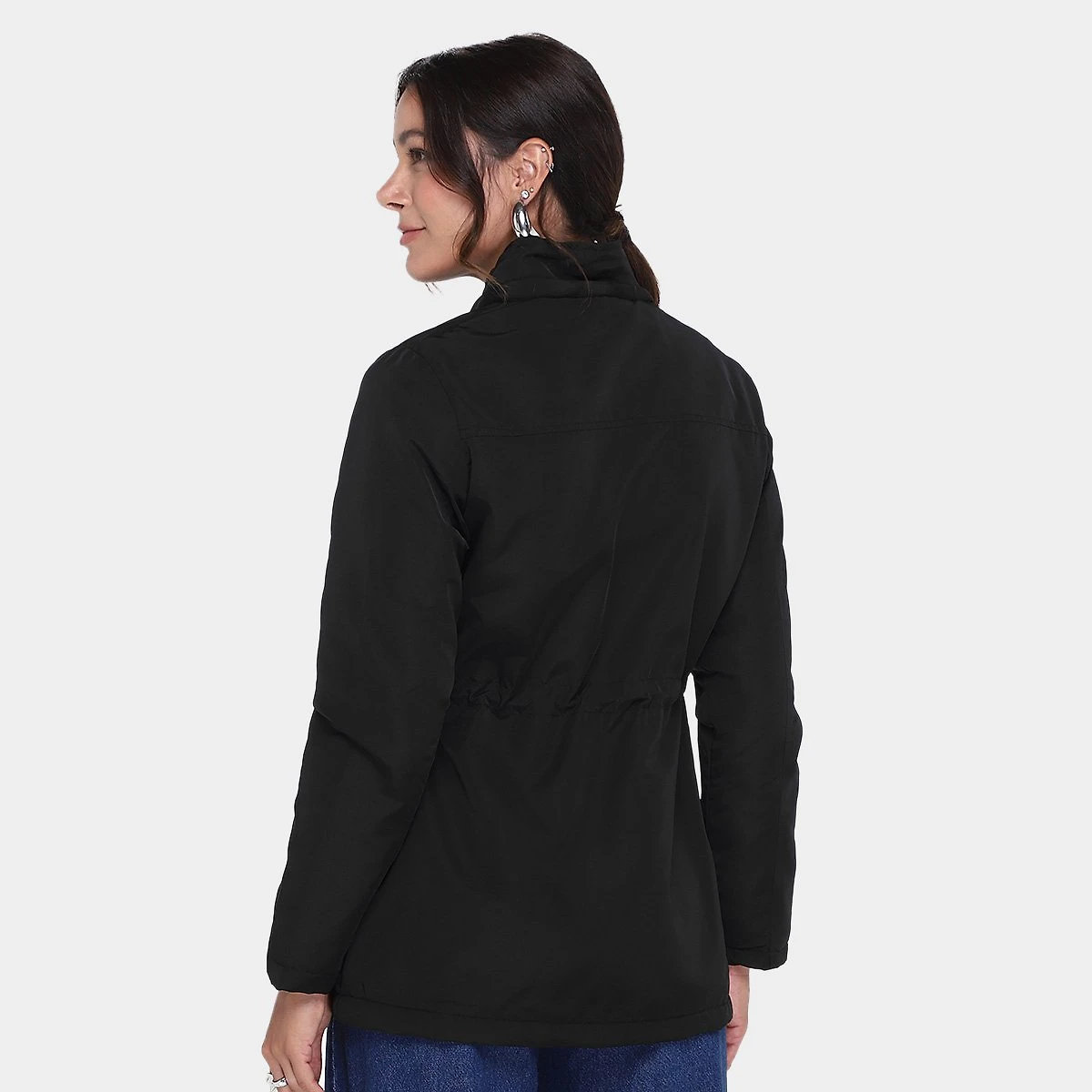 Miniatura Jaqueta Facinelli Parka Peluciada Capuz Feminina Preto - G