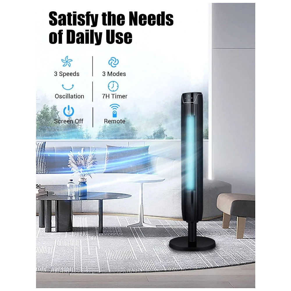 Miniatura Ventilador de torre KopBeau para quarto, ventiladores de resfriamento oscilantes de 42 polegadas com ventilador...