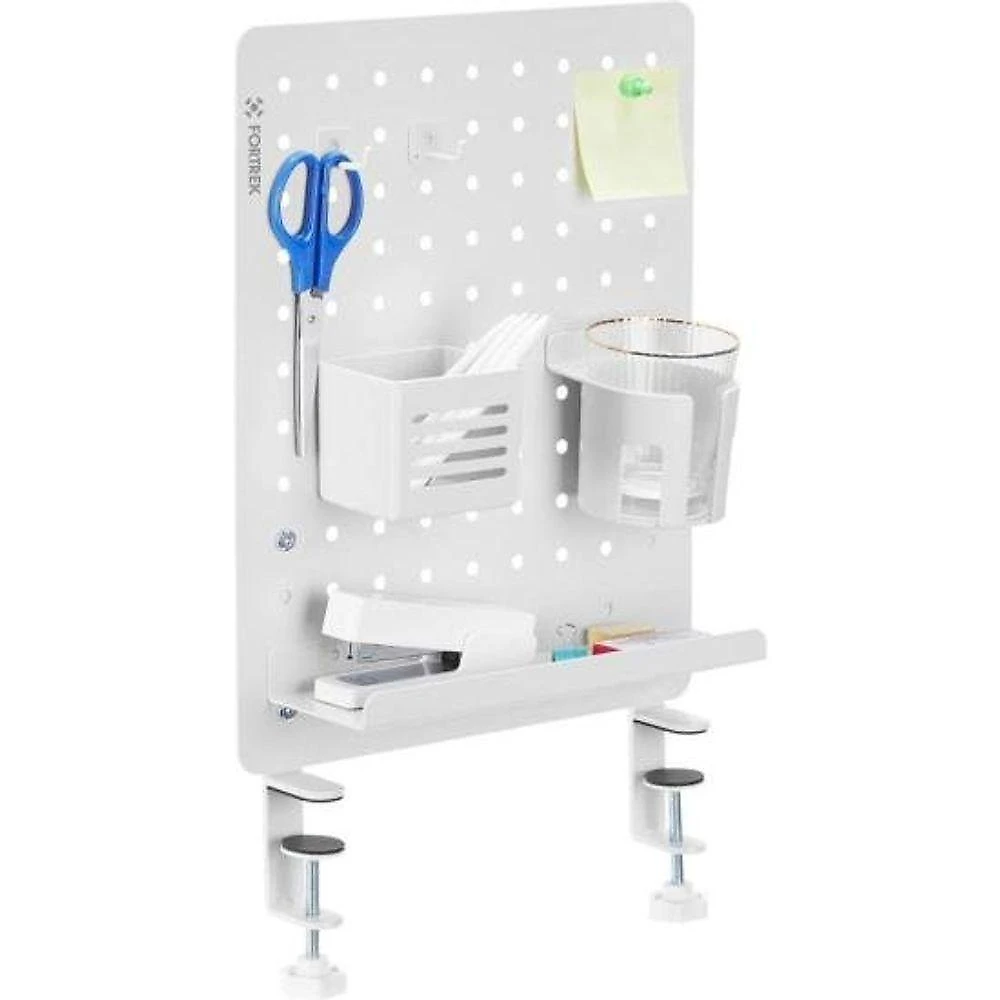 Painel Organizador Grid Space Office com Pegboard e Kit de Acessórios Branco Fortrek