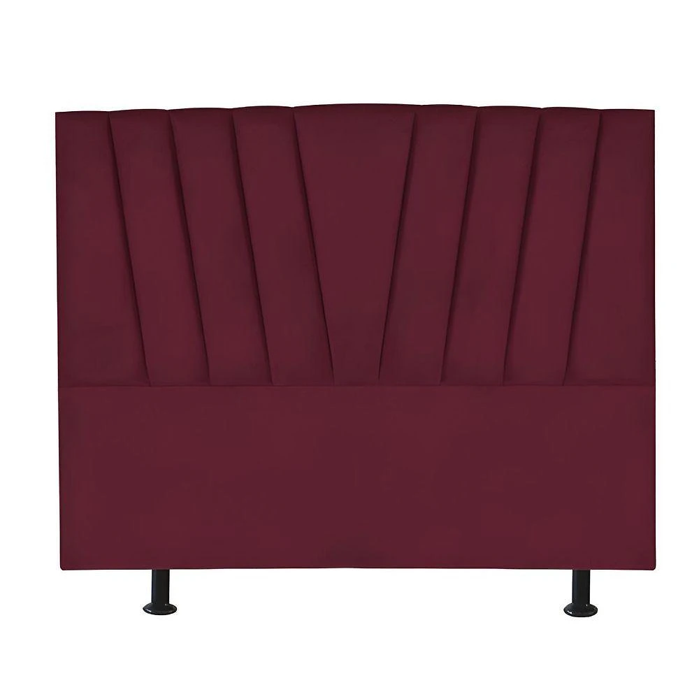 Cabeceira Estofada Cama Casal Queen Size 160 Cm Malu Suede Bordô