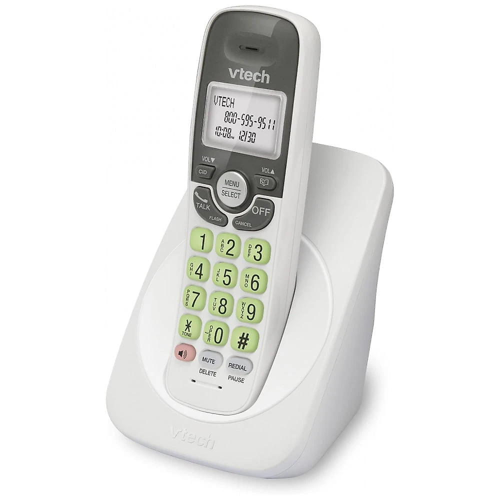 Telefone Sem Fio VTech Branco DECT 6.0 Viva-Duplo Full-Duplex Display Retroiluminado Teclado Iluminado ID Chamadas Montagem Parede VG131