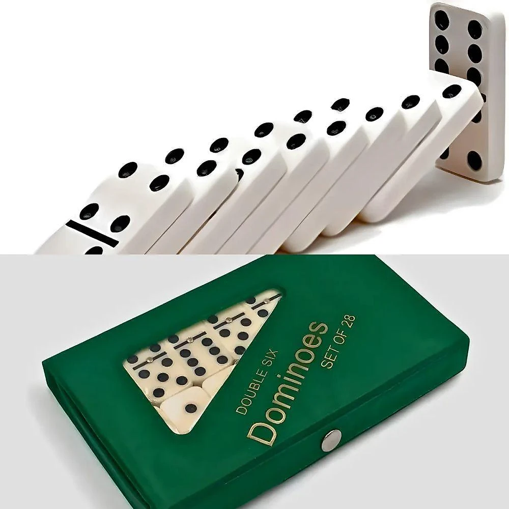 Jogo de Dominó Profissional Atividade Recreativa 28 Peças Estojo Verde Único