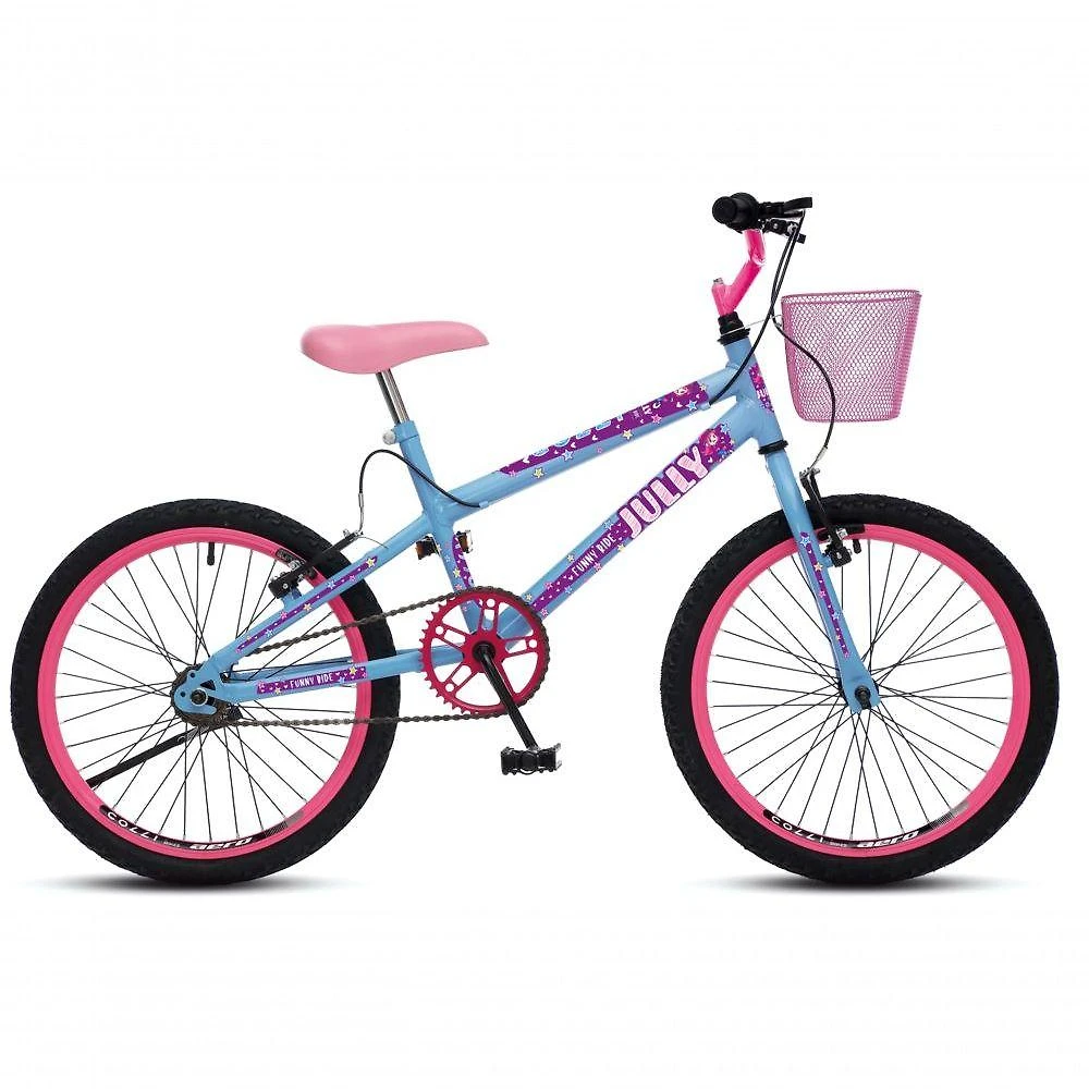 Bicicleta Jully Aro 20 Aero 36 Raias, Freios V-brake Dianteiro E Traseiro, Suporte De Guidão Down Hill E Cestinha