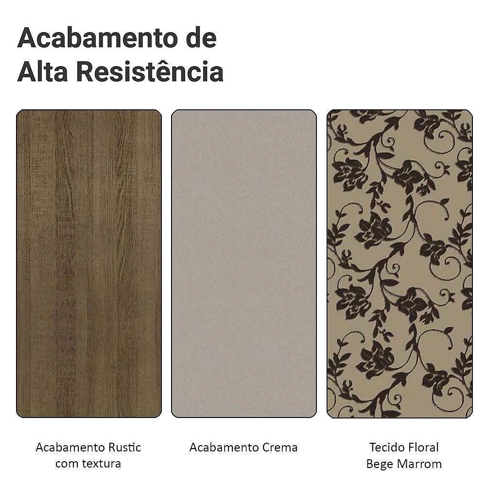 Conjunto sala de jantar mesa tampo de vidro 4 cadeiras rustic/crema/bege marrom suzy madesa