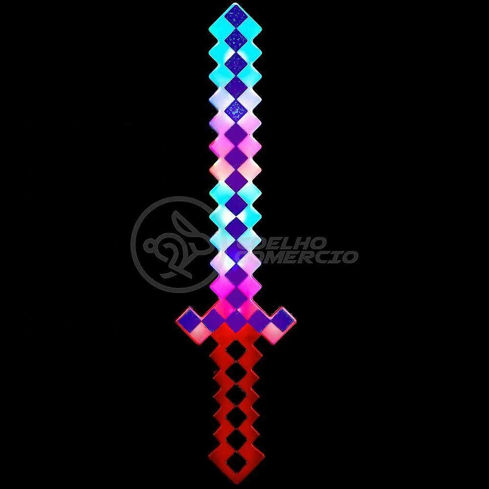Brinquedo Espada Pixel Minecraft 58cm à Pilha vermelho