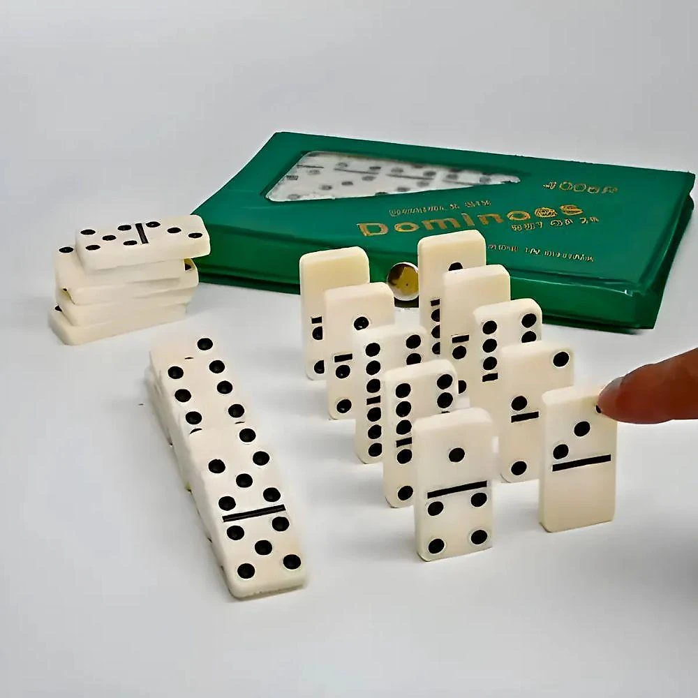 Jogo de Dominó Profissional Atividade Recreativa 28 Peças Estojo Verde Único