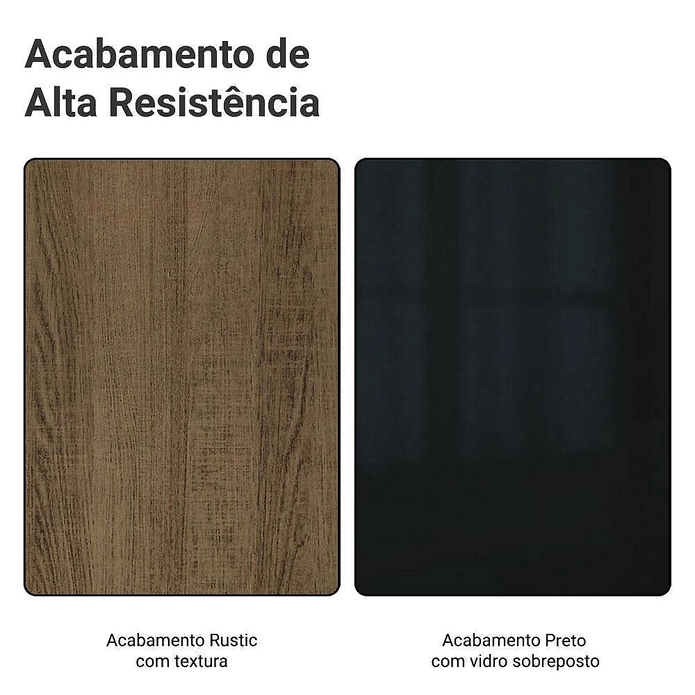 Armário aéreo 100 cm 1 porta basculante rustic/preto lux madesa