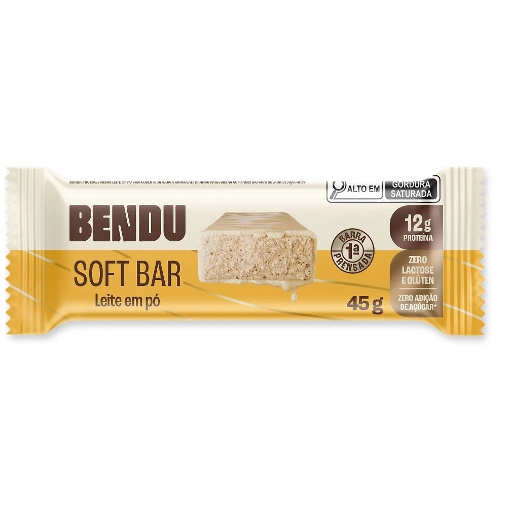 Barra Protein Bendu Soft Bar 12g de Proteína Leite em Pó Zero 45g