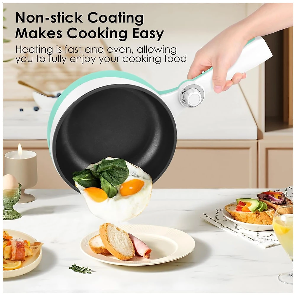 Panela Elétrica Mini Audecook Hot Pot - 1,7L, Portátil Antiaderente, Ajuste de Potência, Cozinheiro de Ramen para Viagens - Ideal para aventureiros
