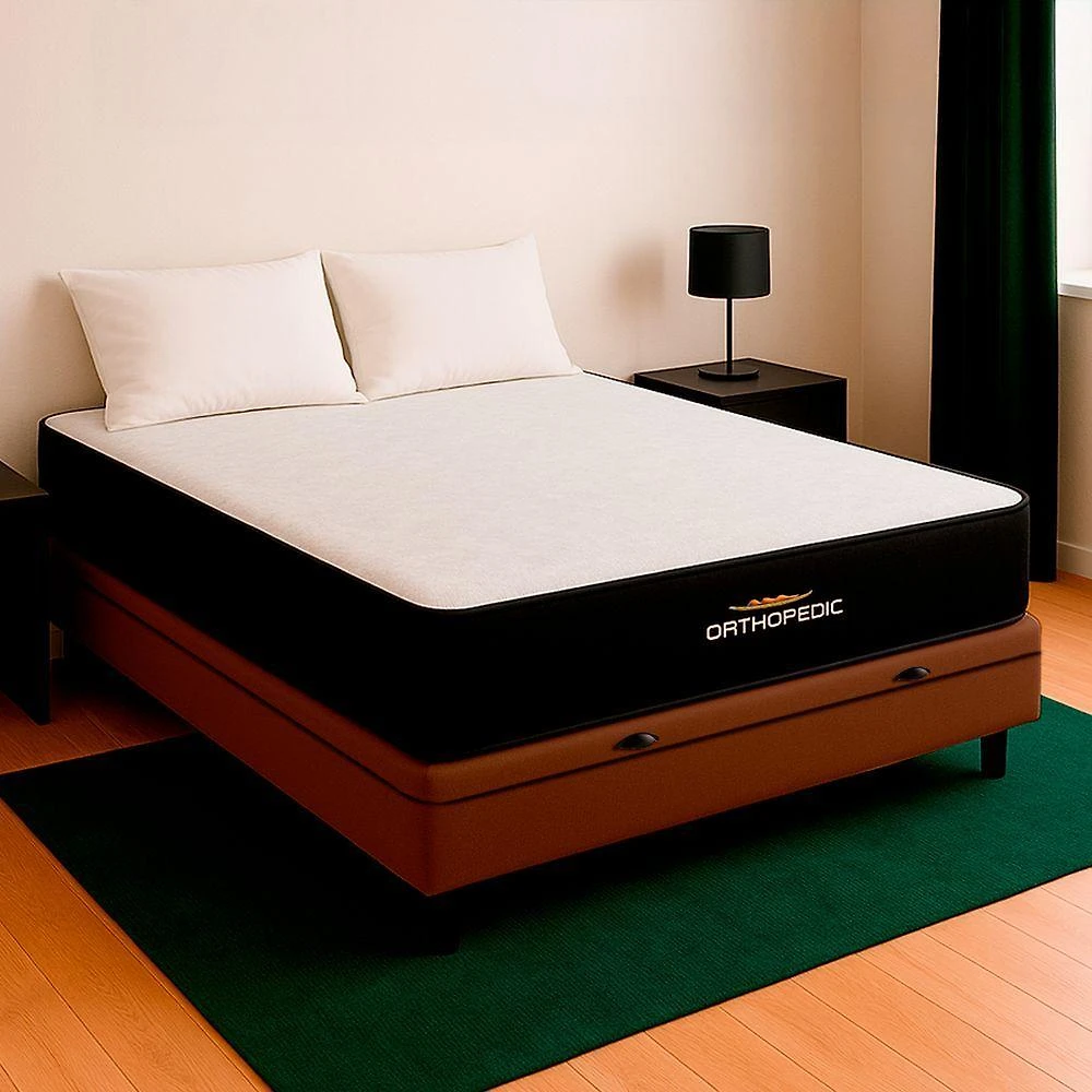 Cama Box Baú Casal Marrom E Colchão Orthopedic D33 Vstore