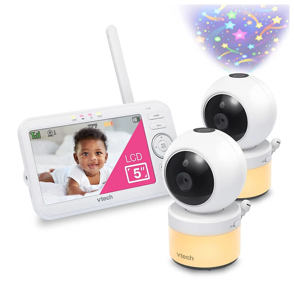 Babá Eletrônica VTech VM5463 , Monitor 270º com Luz Noturna Coloridas, Branco