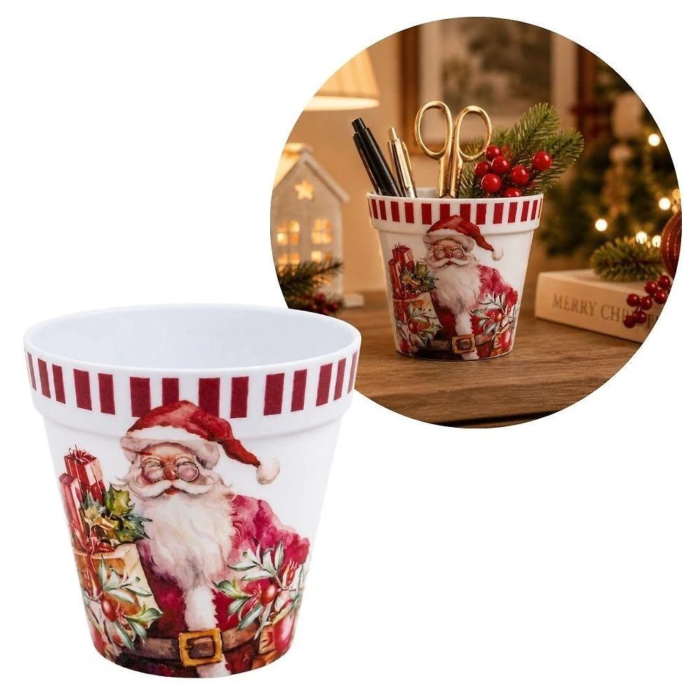 Pote Multiuso Decorativo Natalino Estampa Vintage Papai Noel Vermelho Yangzi 10CM