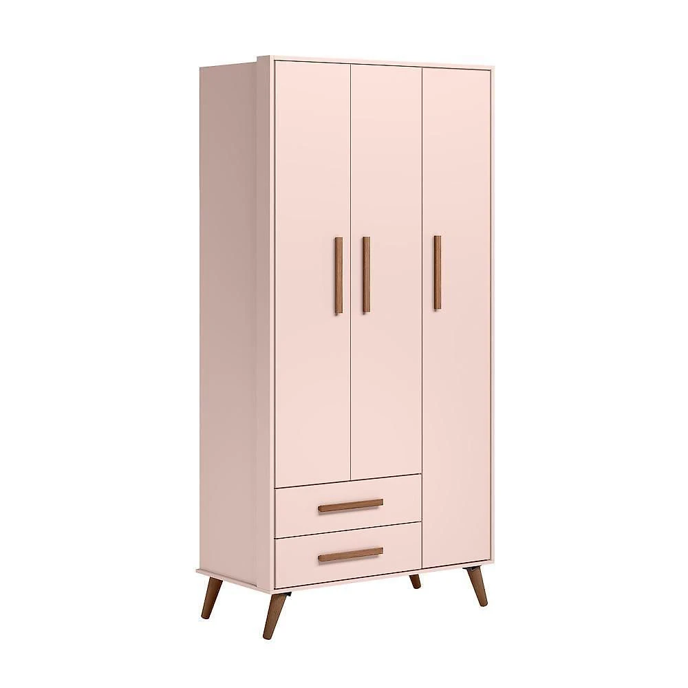 Miniatura Conjunto Quarto Infantil Retro Berço E Guarda Roupa Lima Rosa Com Colchao