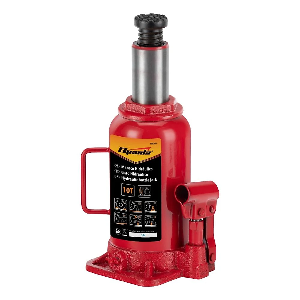 Macaco hidráulico garrafa 10t 200-385mm aço sparta 5032555