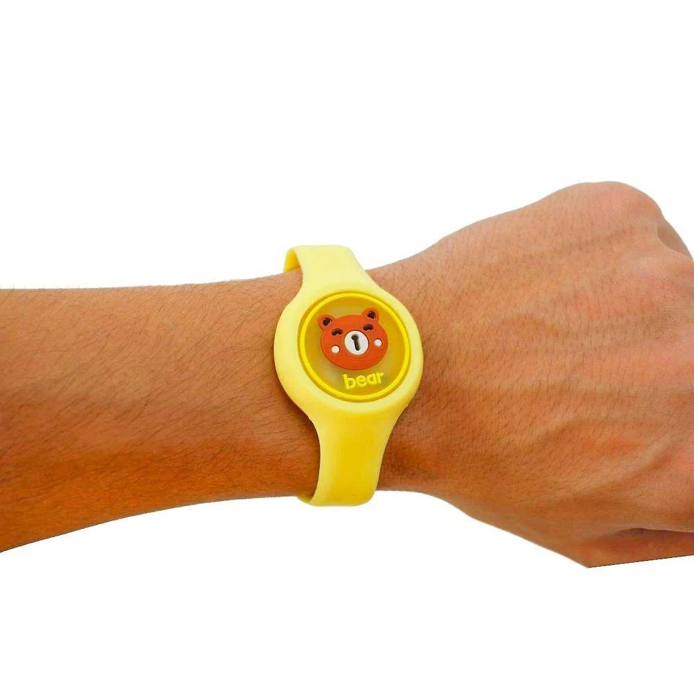 Pulseira Repelente Infantil Anti Mosquito Figurinhas Silicone Amarelo