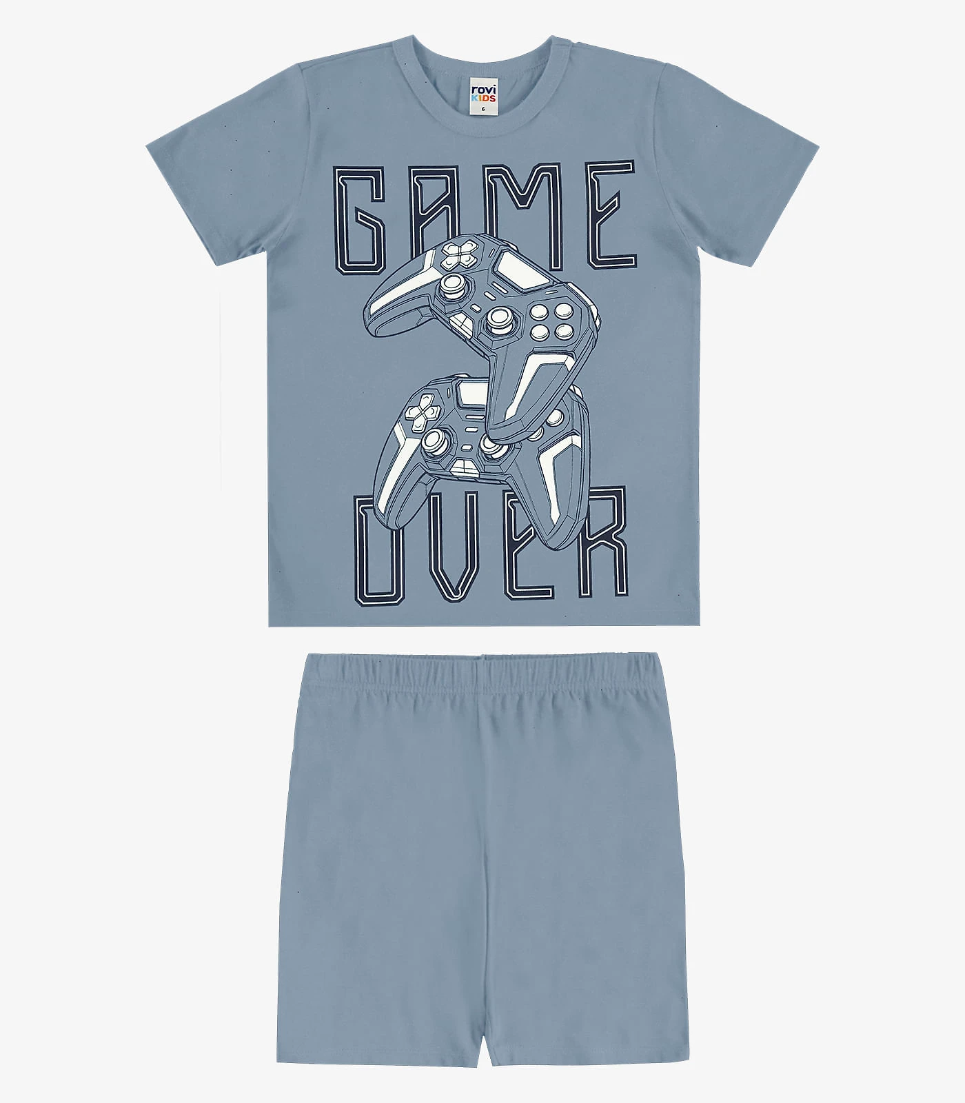 Pijama Camiseta Com Bermuda Infantil Rovi Kids Azul
