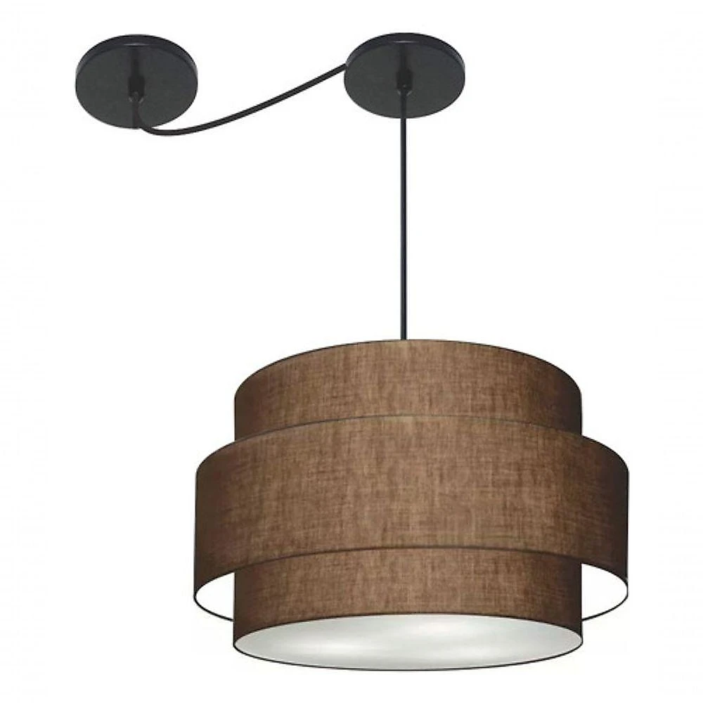 Lustre Sala De Jantar Com Desvio Vivare Md-4399 Cúpula Em Tecido 50cm Café 127/220v