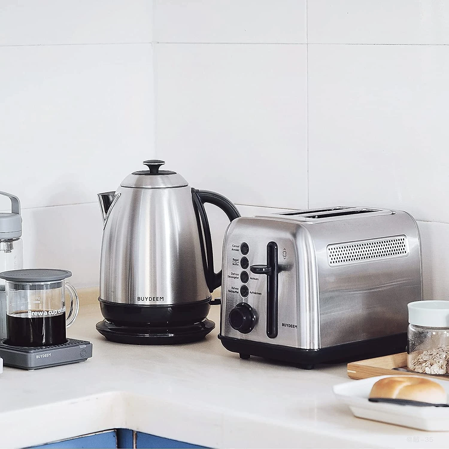 BUYDEEM K640 Chaleira Elétrica 17L com Desligamento Automático e Proteção de Fervura 110V1440W Prata