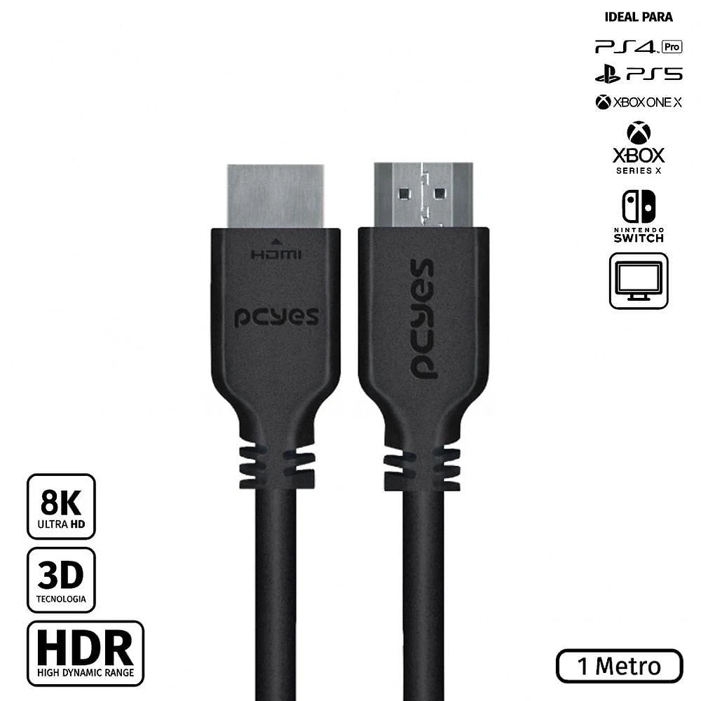Cabo Hdmi Ultra 2.1 28awg Puro Cobre 8k 1 Metro - Phm21-1