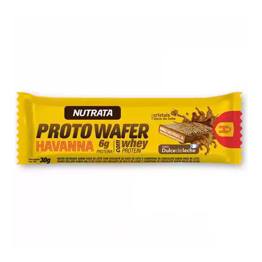 Proto Wafer Nutrata com Whey Protein e 6g de Proteína Sabor Dulce De Leche Havanna 30g