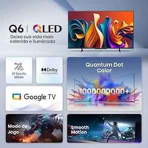 Miniatura Smart TV 75" UHD 4K QLED Hisense 75Q6N Google TV com HDR10+, Dolby Atmos, Modo Esporte, Modo Jogo Plus e Compatível com Alexa