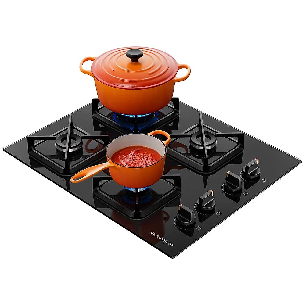Cooktop a Gás Brastemp em Vidro Temperado com 04 Bocas Preto - BDS62AE Bivolt
