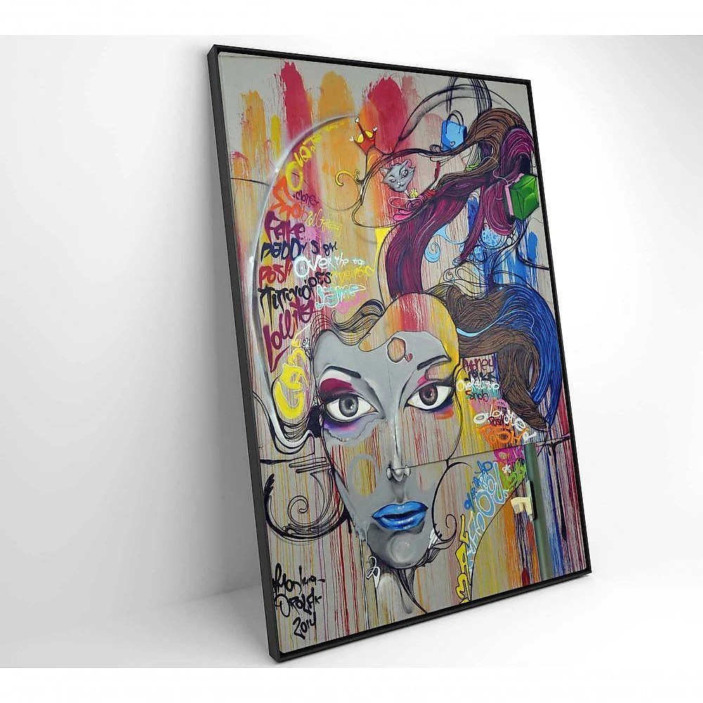 Quadro Grafite Mulher 80x120 Cm Tecido Canvas
