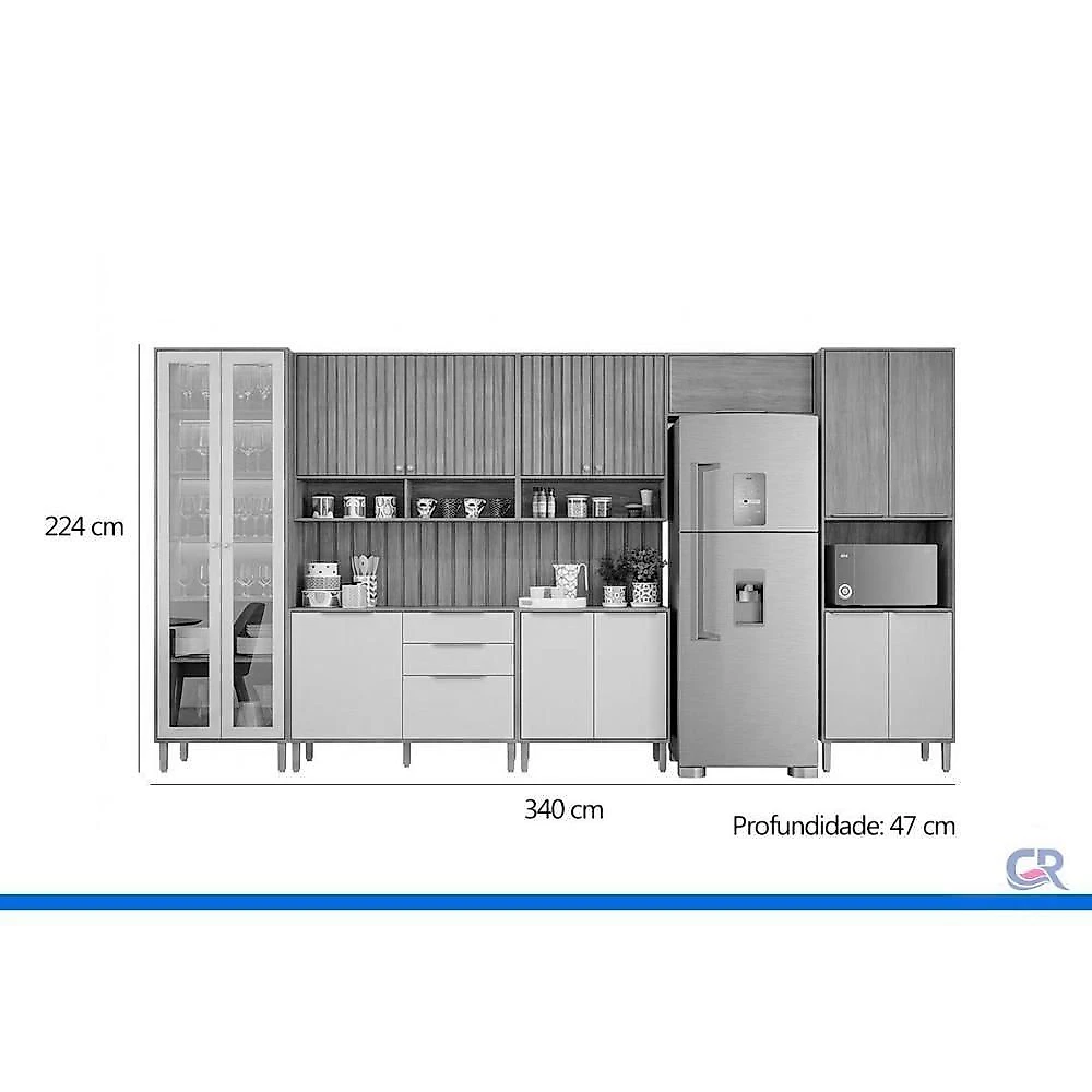 Cozinha Completa Divina C613 4 Portas 2 Gavetas MDF Cinamomo e Off White MGM