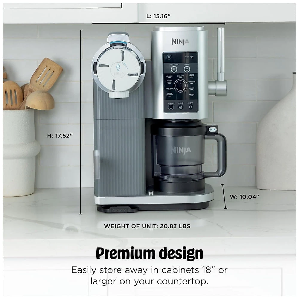 Máquina de Sorvete Ninja CREAMi Scoop & Swirl NC701 Prata 480 ml 13 Programas 800W