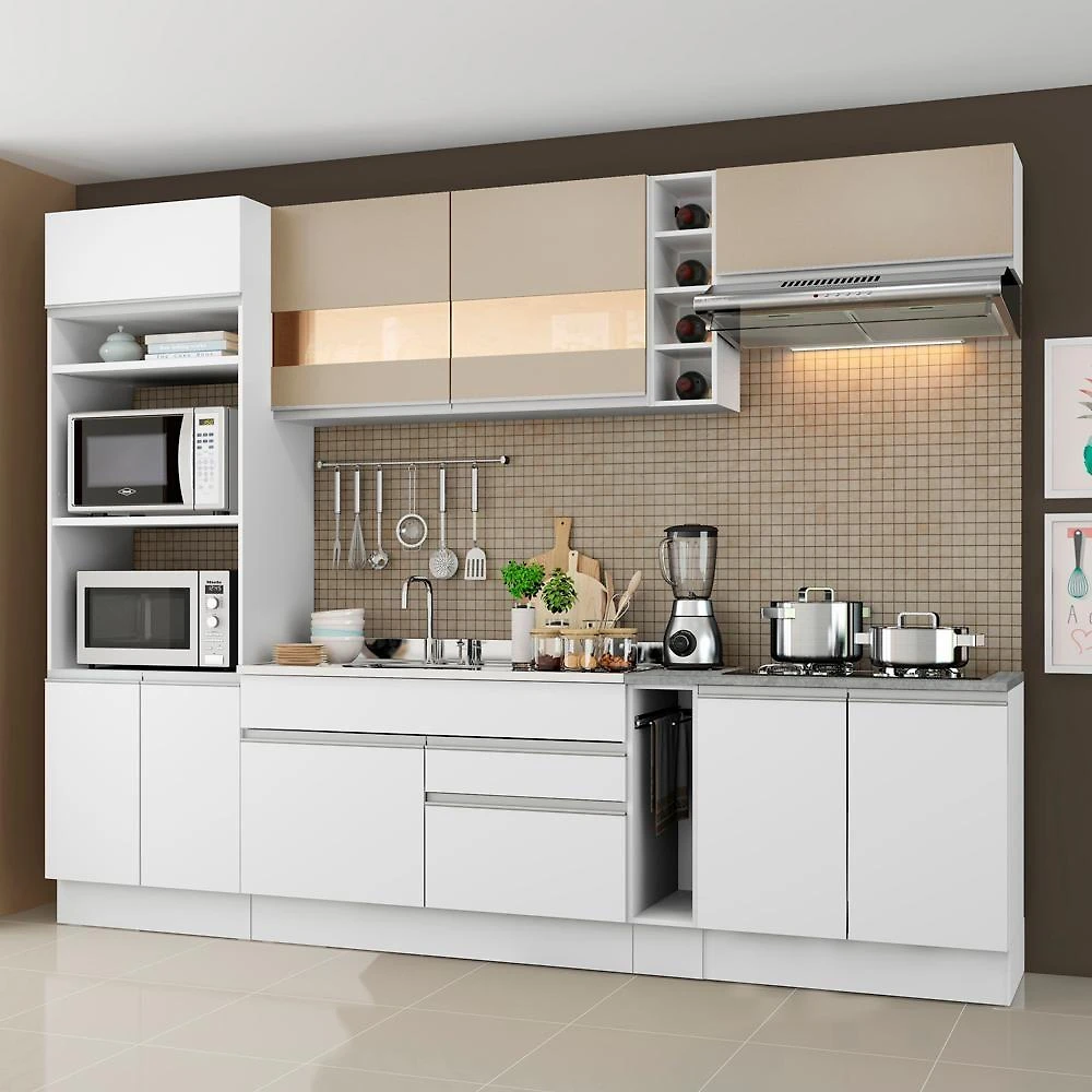 Cozinha Completa Vicenza Armário e Balcão Branco Madesa