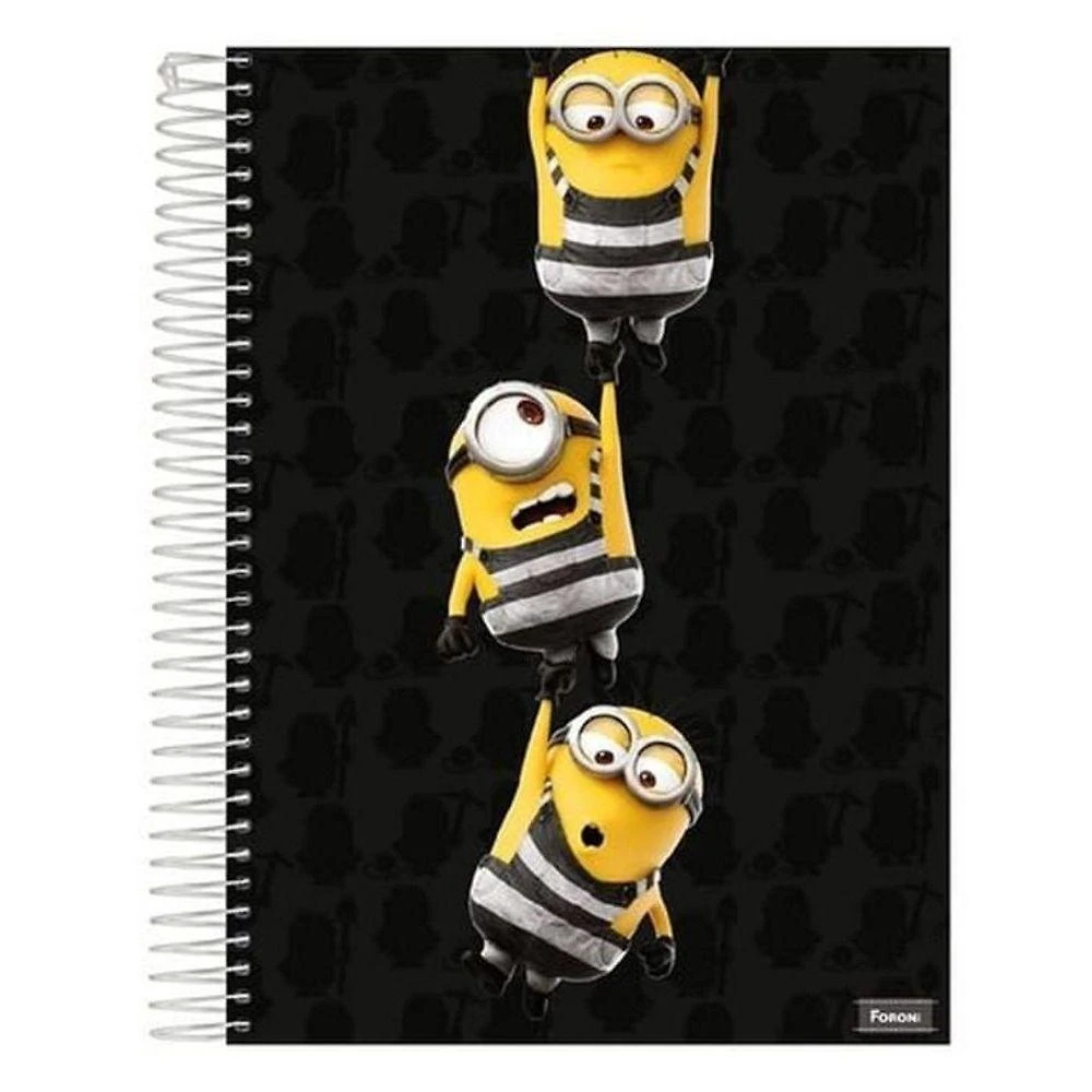Caderno Espiral Universitário Foroni Meu Malvado Favorito Capa Dura 10 Matérias 200 Folhas Amarelo