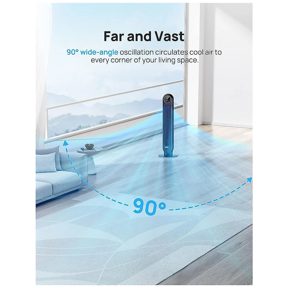 Ventilador de Torre com 4 Velocidades, 4 Modos e Temporizador de 8 Horas, 110V 42W, Dreo, Preto