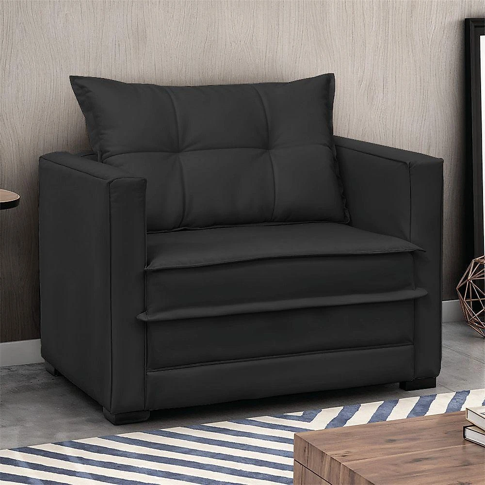 Poltrona Cama Retrátil Solteiro Milenni Veludo Preto B03 - D'rossi